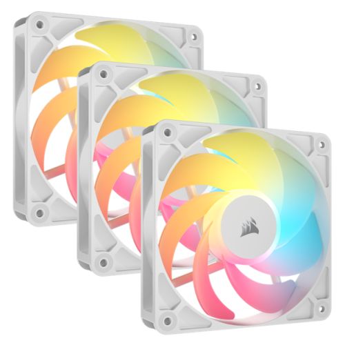 Corsair RS120-R ARGB 12cm PWM Reverse Blade RGB Case Fans (3-Pack), 8 RGB LEDs, Daisy-Chain, Magnetic Dome Bearing, 2100 RPM, White Corsair RS120-R ARGB 12cm PWM Reverse Blade RGB Case Fans (3-Pack), 8 RGB LEDs, Daisy-Chain, Magnetic Dome Bearing, 2100 RPM, White